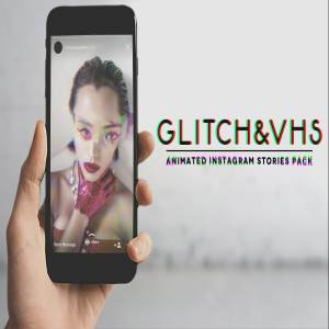 信号故障&家用录像视频效果PS动作 Glitch&VHS Animated Stories Pack