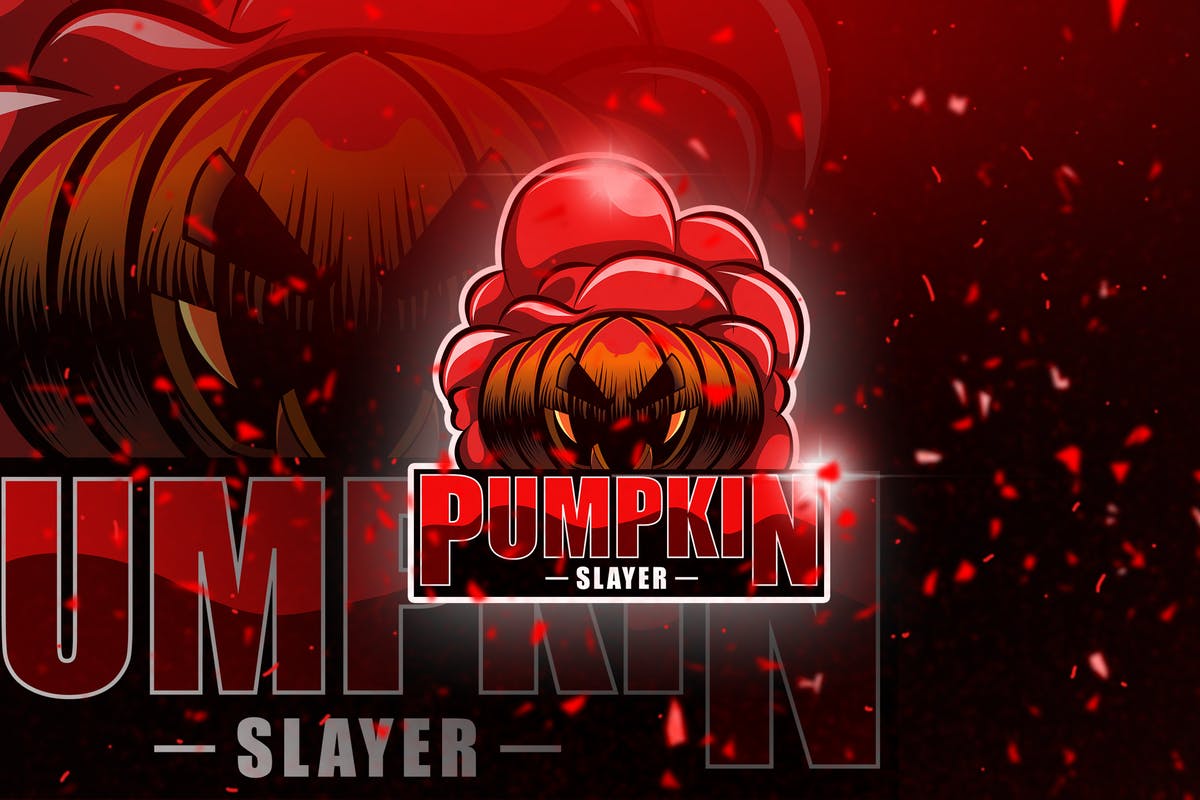 红南瓜电子竞技吉祥物Logo标志设计模板 Pumkin – Mascot & Esport Logo