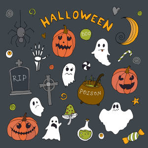 万圣节主题元素矢量图案素材v2 Halloween Vector Elements & Patterns – Part II