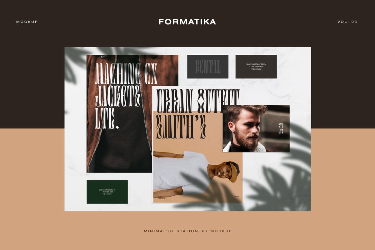 极简主义品牌文具样机模板V3 Pental No. 3 – Minimalist Stationery Mockup