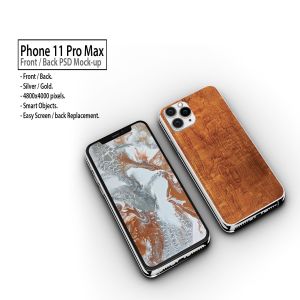 iPhone 11手机正方面视图样机模板 Tabled Phone 11 Front & Back PSD Mock-up插图1