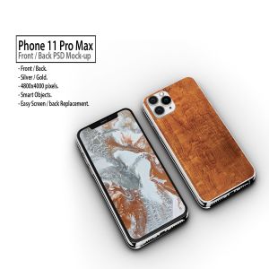 iPhone 11手机正方面视图样机模板 Tabled Phone 11 Front & Back PSD Mock-up