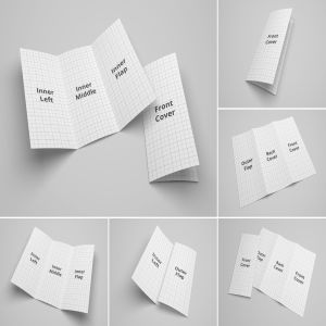 三折页宣传册设计多角度预览样机模板 Trifold Brochure Mockup