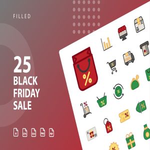 黒五购物促销主题填充图标设计素材 Black Friday Sale Filled