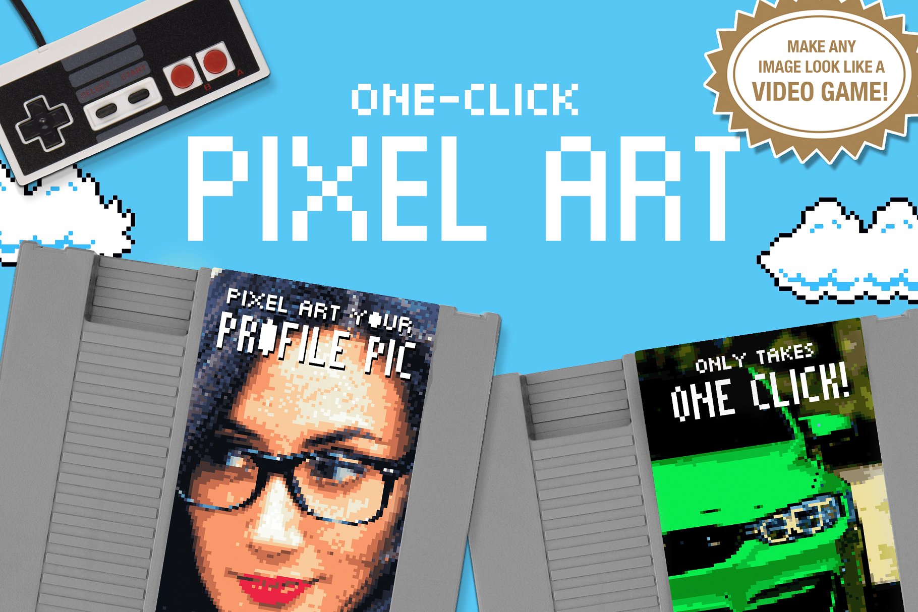 照片一键生成马赛克像素时代风格PS动作 Pixel Art – One Click Actions