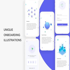 一流设计素材网下午茶：区块链简约功能APP UI套装下载