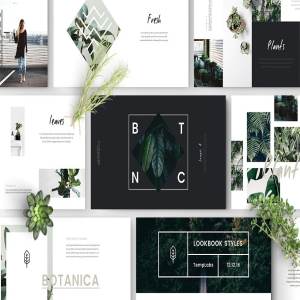 Lookbook风格植物主题Powerpoint模板 FYLORA Lookbook Powerpoint Template