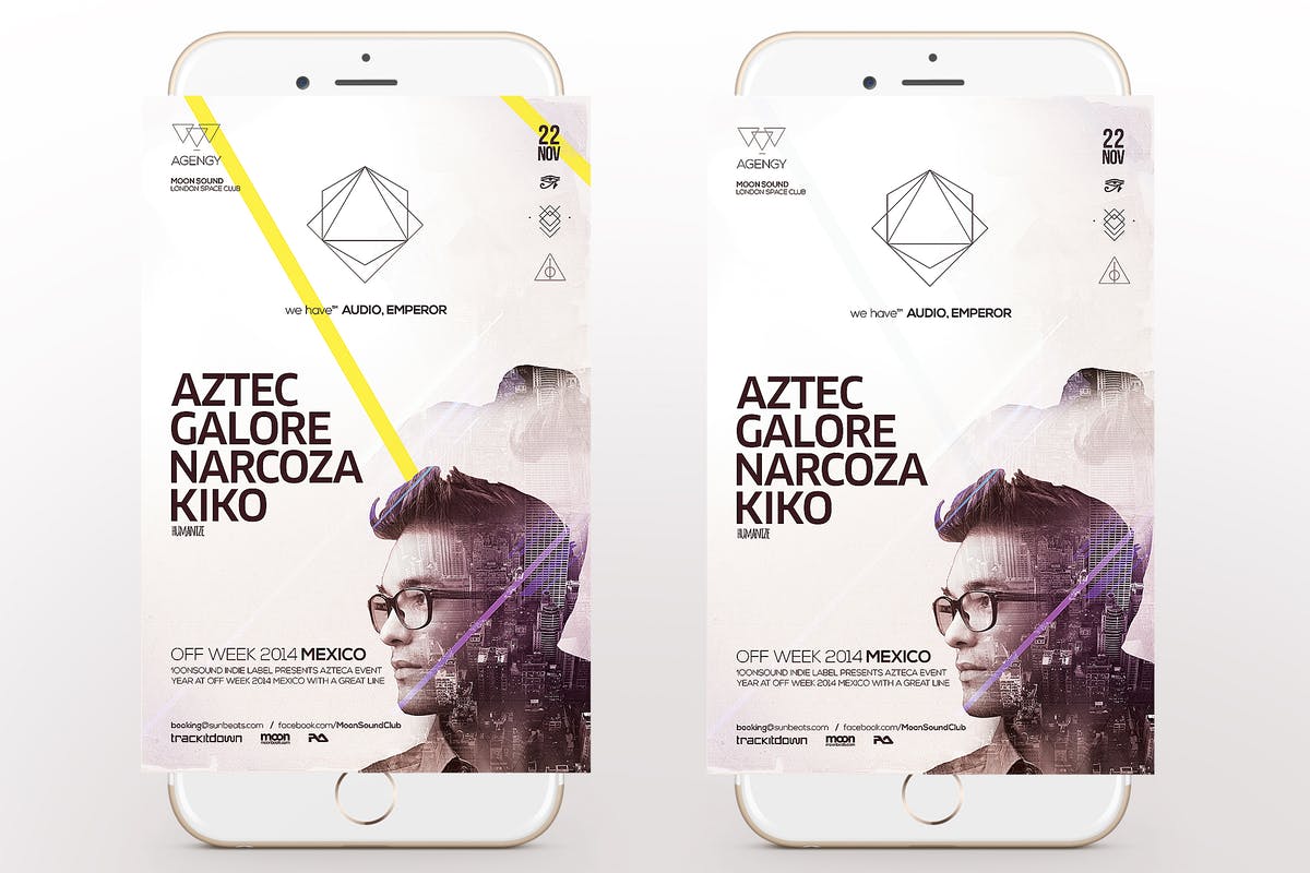 时尚电子音乐派对海报传单模板 Hipster Flyer