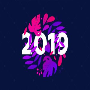 2019年新年扁平化设计风格插画1 Happy New Year – flat design style illustration