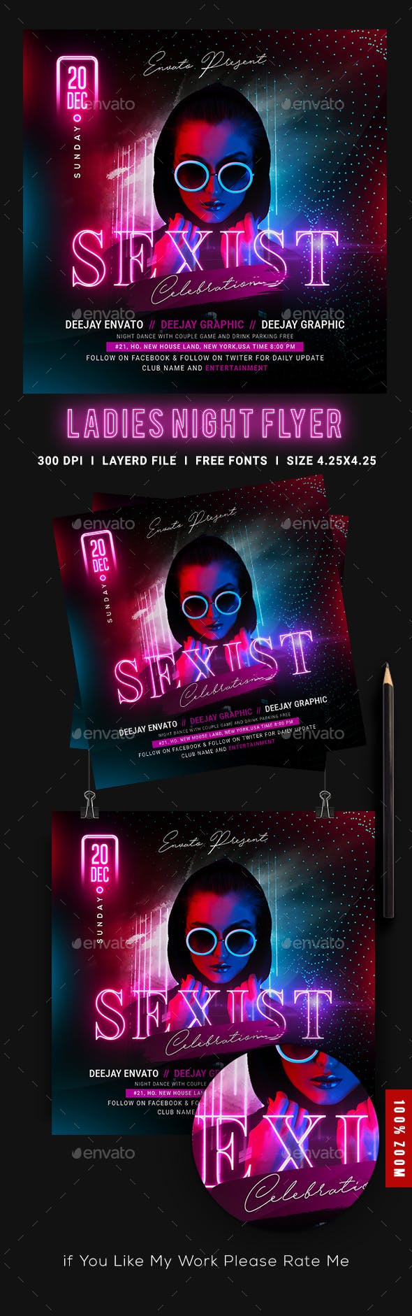 迪斯科夜总会DJ传单设计模板