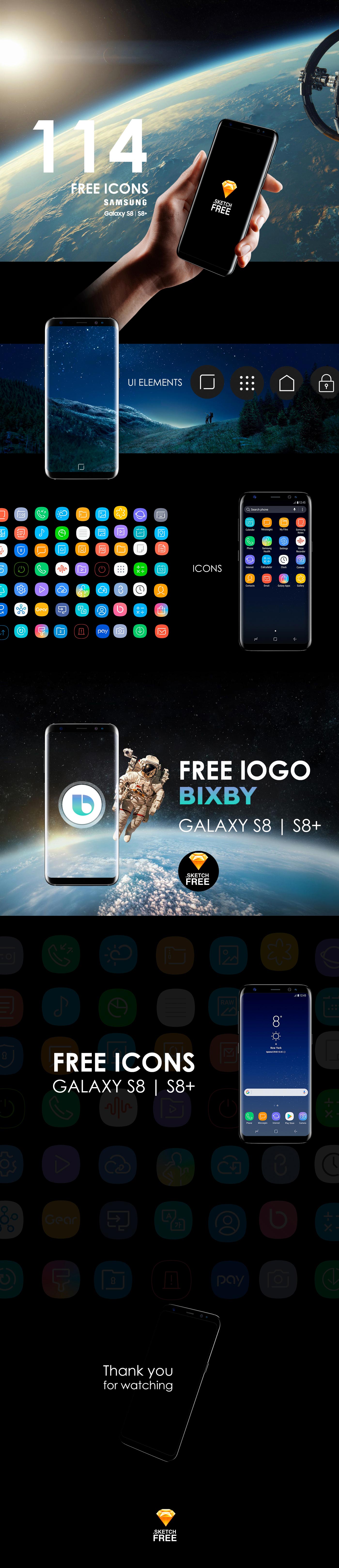 Galaxy S8/S8+ 免费Sketch图标 Free Icons Galaxy S8/S8+