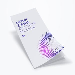 三折页设计折叠传单＆小册子设计效果图样机模板01 Letter Z Fold Brochure Mockup 01