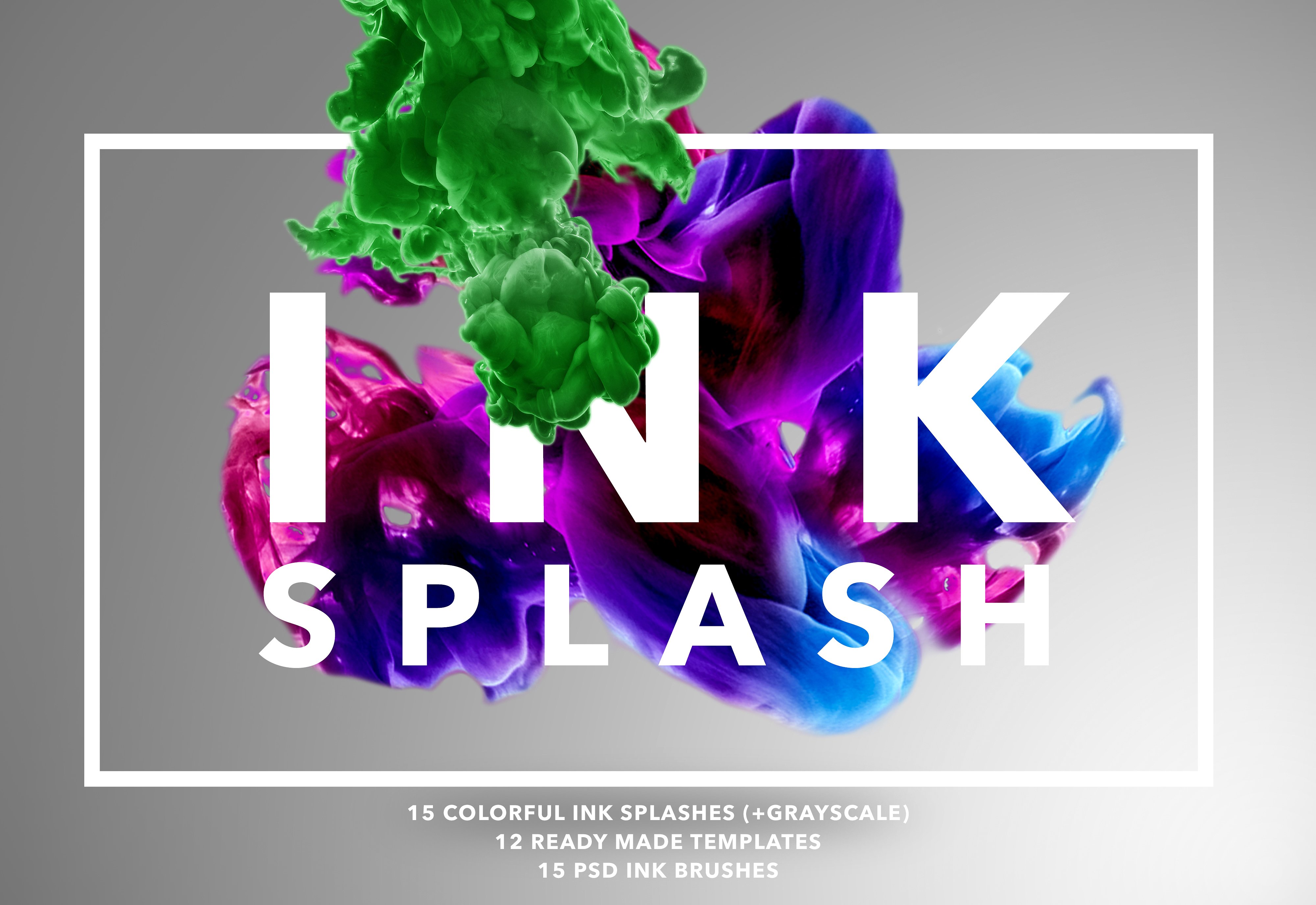 I N K Splash Bundle-漂亮的彩色墨水在水中的状态的PS笔刷下载[psd,png,jpg,abr]