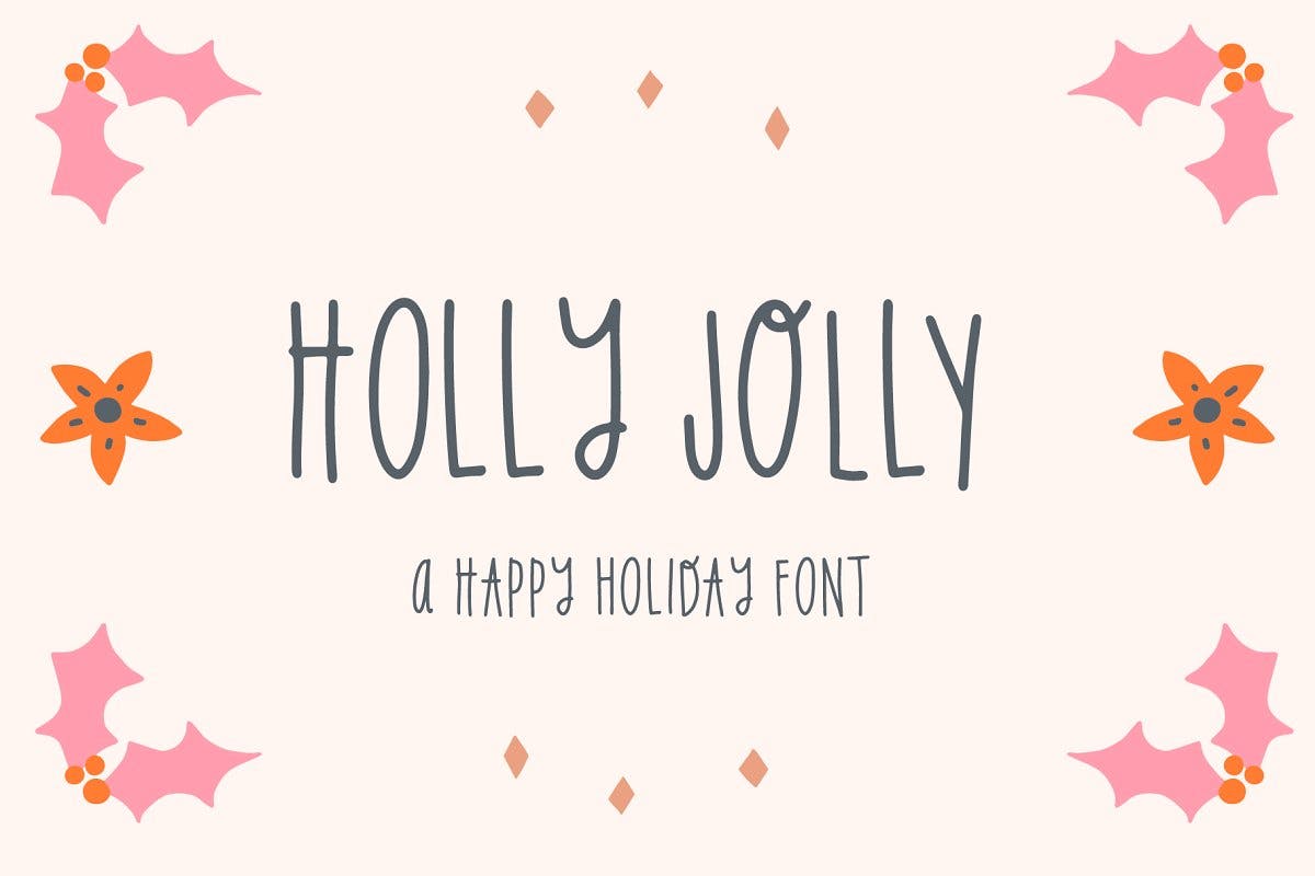 假期主题设计适用英文优雅书法字体 Holly Jolly Holiday Font