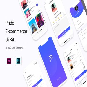 现代设计风格电子商务电商APP应用UI套件 Pride E-Commerce App Mobile UI Kit