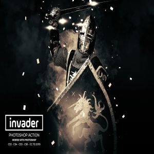 厚重艺术效果生成烟雾灯光云彩PS动作 Invader Photoshop Action