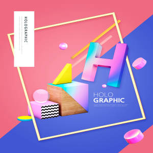 全息渐变多彩积木主题海报设计素材