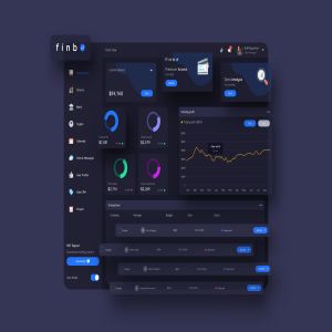网站后台金融财务数据统计报表UI设计模板[暗夜版本] finbO Finance Dashboard Ui Dark – FP