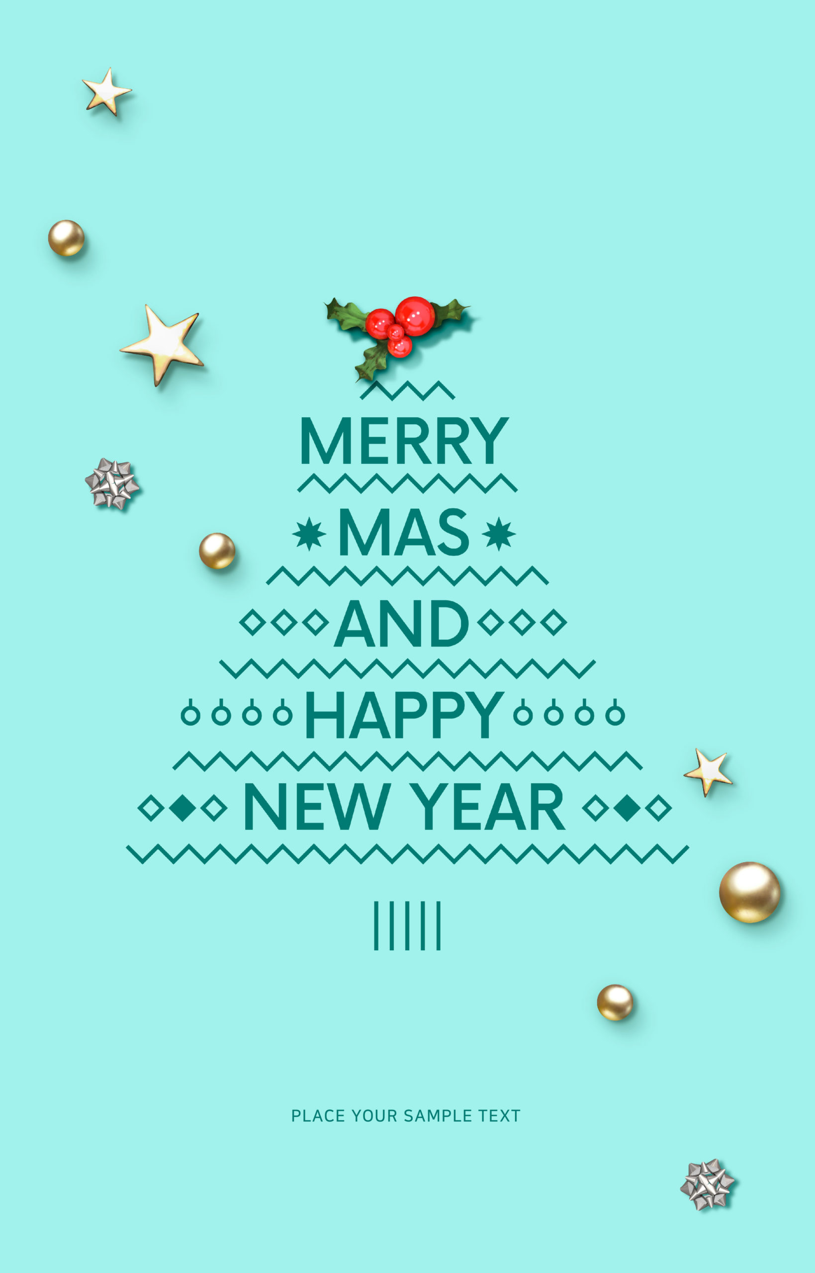 圣诞新年快乐问候祝福主题海报设计模板