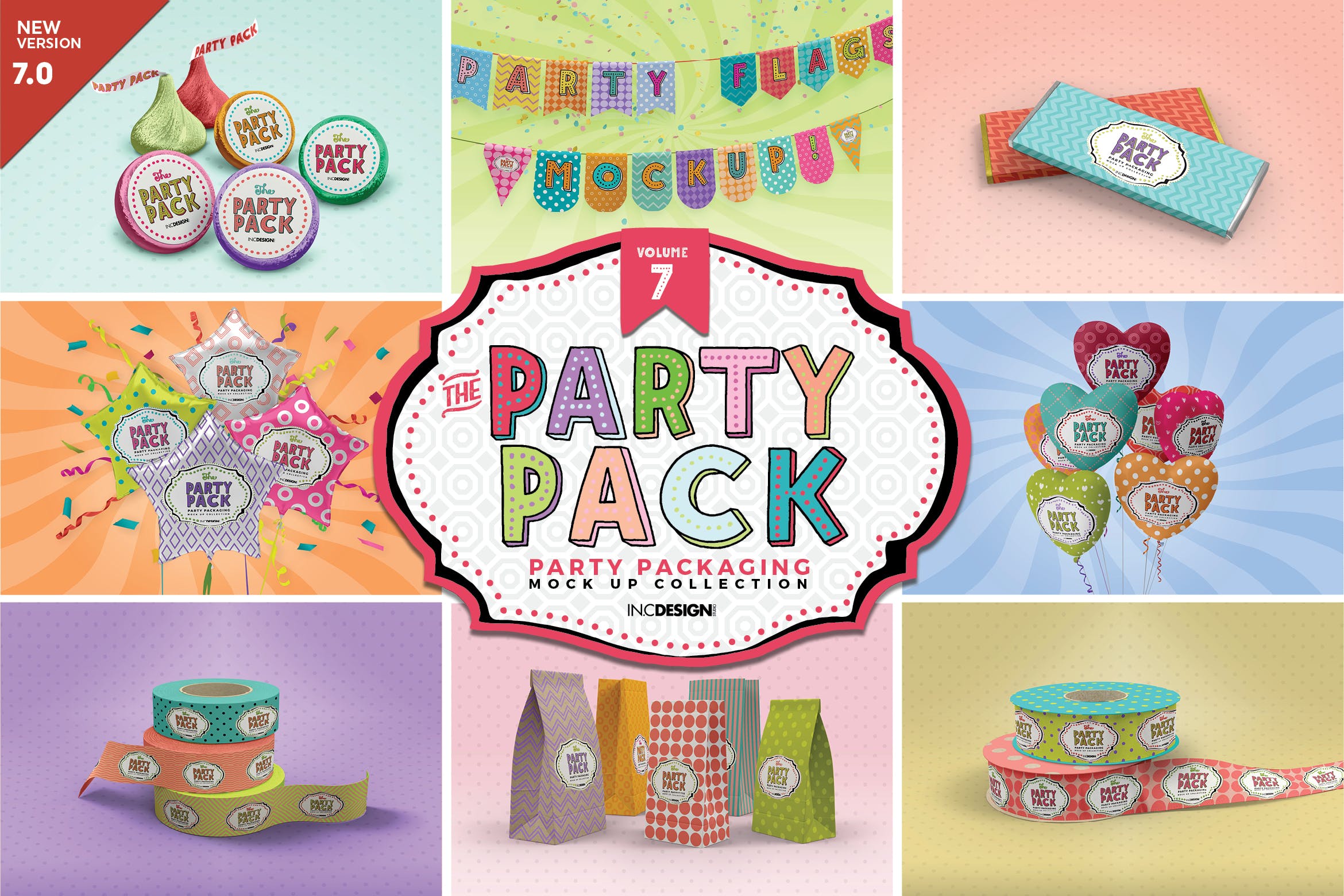 派对聚会主题装饰包装设计样机v7 Party Packaging Mockups Volume7