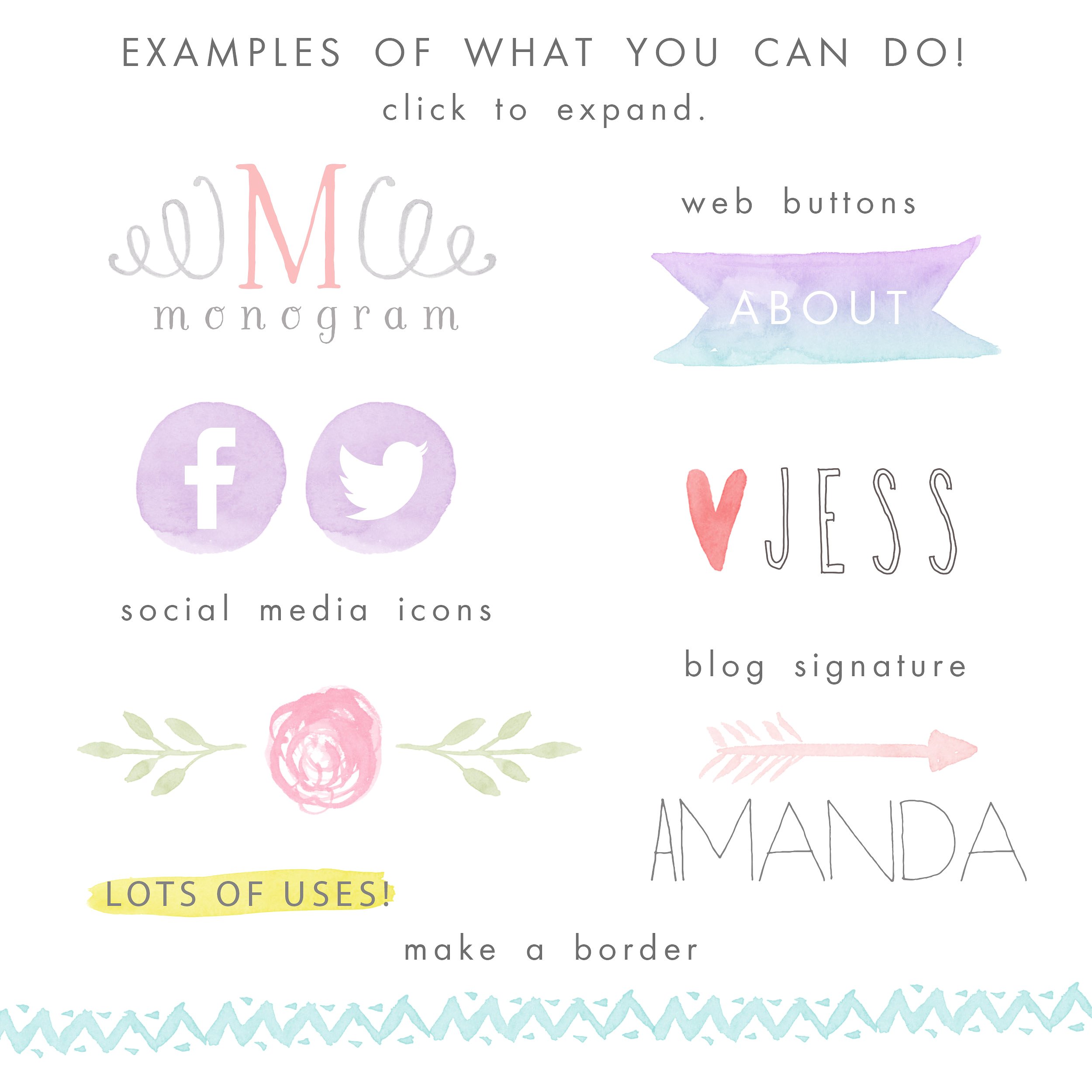 水彩图形图案PS笔刷 Watercolor Brushes for Photoshop