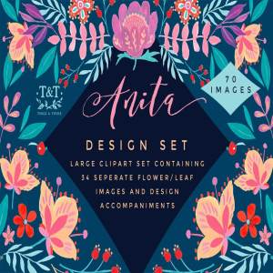 优雅时尚水彩花卉剪辑集 Watercolor Floral Clipart Set Anita