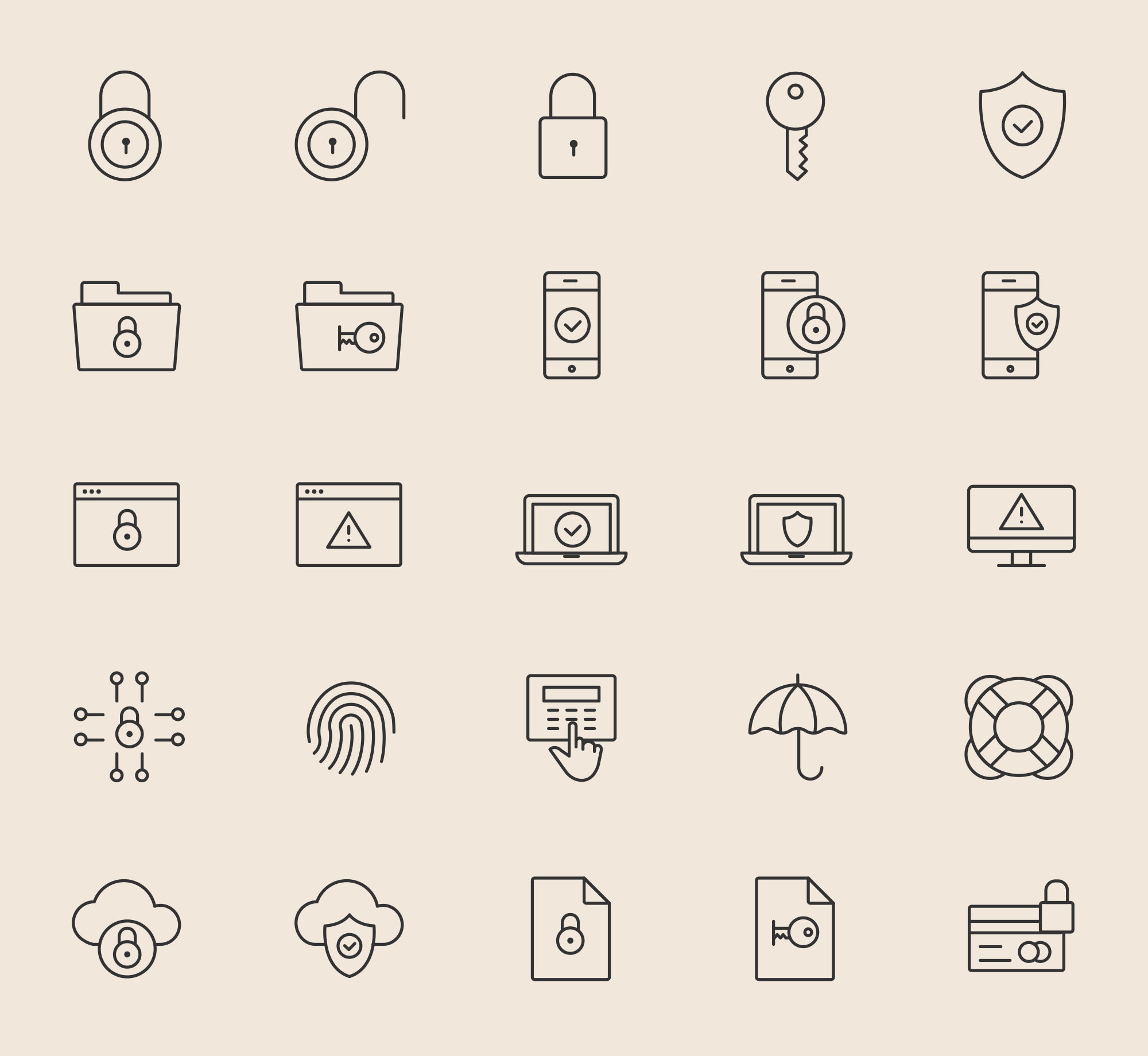 25枚安全相关主题矢量图标素材 25 Security Icons