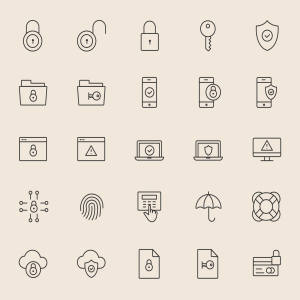 25枚安全相关主题矢量图标素材 25 Security Icons