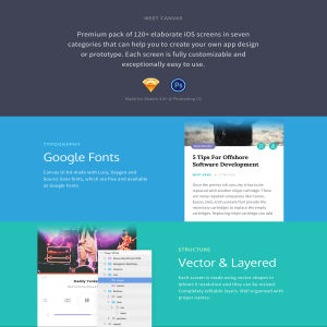 多用途 APP UI 套件模板包 Canvas Mobile Ui Kit[PSD, SKETCH]