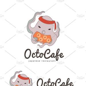 手绘可爱风格咖啡厅品牌Logo设计模板 Octopus Cafe插图2