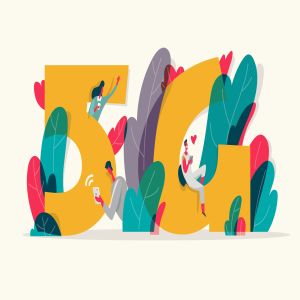 新一代网络技术5G科技主题矢量插画素材 5G connecting people