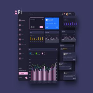 互金平台交易数据统计后台界面设计模板v10 Fi Finance Dashboard Ui Dark – P