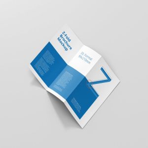高品质DL三折页宣传册样机模板 DL Z-Fold Brochure Mockup – 99x210mm