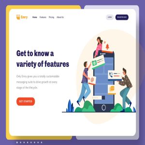 产品服务特点主题网站设计矢量插画 Emry – Feature Header