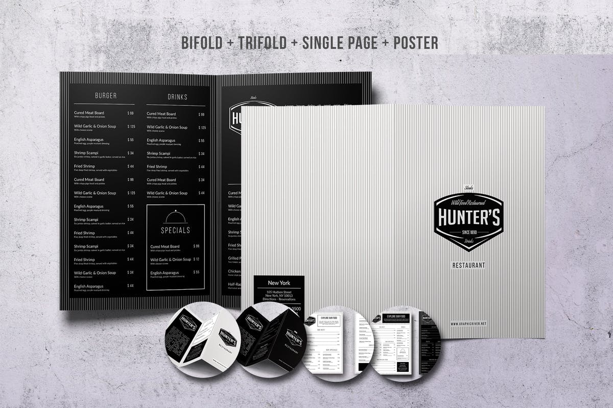 极简主义优雅西餐厅菜单设计模板套装 Minimal Elegant Menu Big Bundle