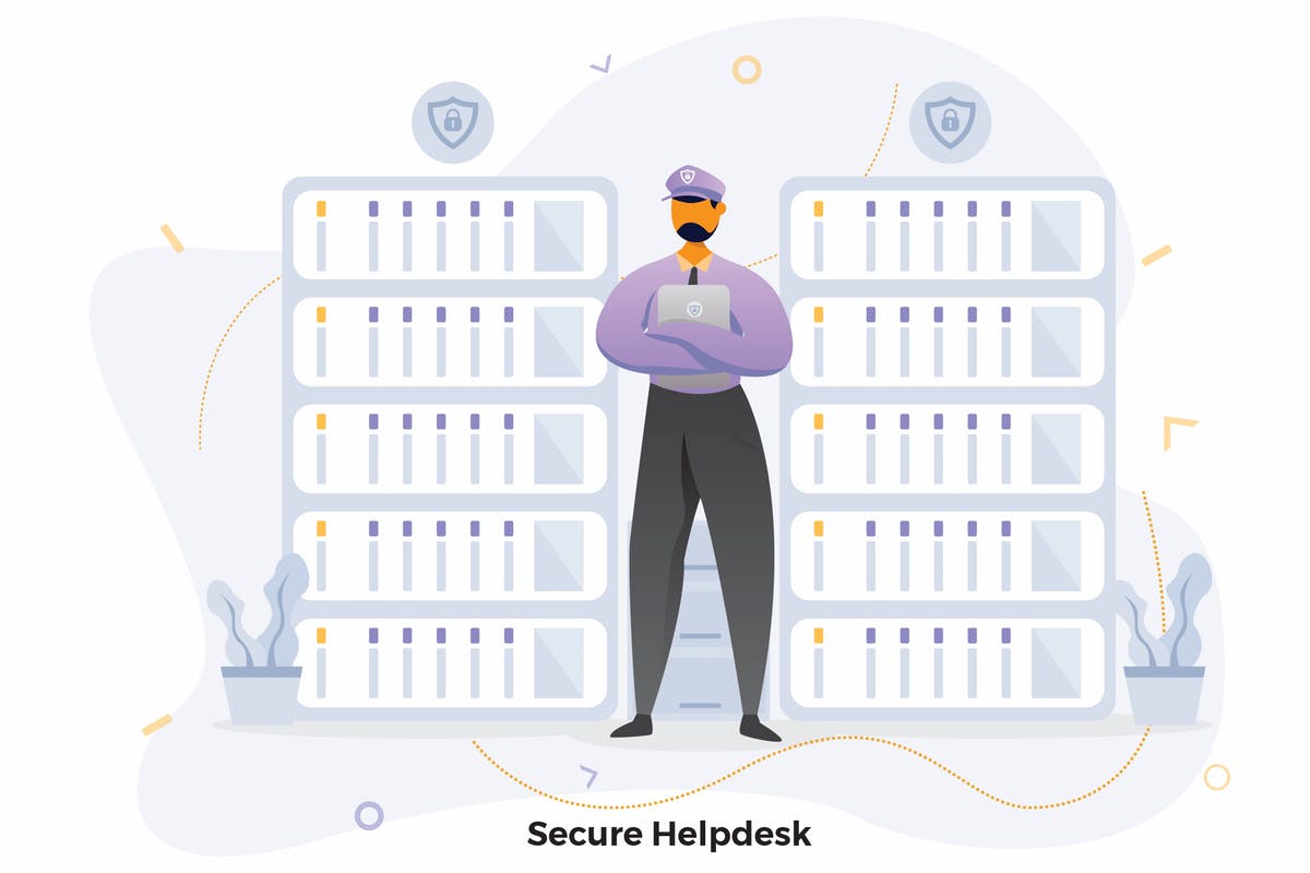 数据安全帮助中心CRM概念插画设计免费素材 Secure Helpdesk Illustrations CRM