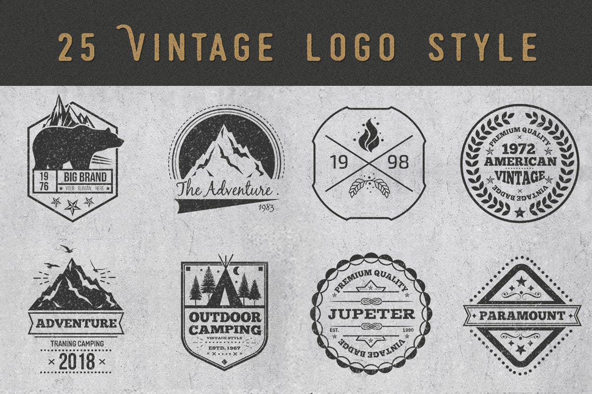复古风格矢量徽章&Logo模板 Vintage Style Badges and Logos