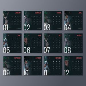动物摄影主题2020款活页日历设计模板 Calendar 2020插图5