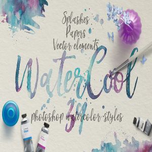 水彩艺术创作样式设计素材 WaterCool Kit. Watercolor Styles