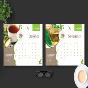 茶文化茶叶品牌定制2020年活页台历表设计模板 2020 Tea Herbal Green Calendar Pro插图7