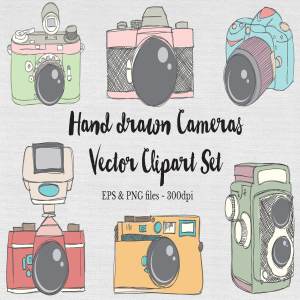 手绘单反相机矢量图形 Hand drawn Vector Camera Images