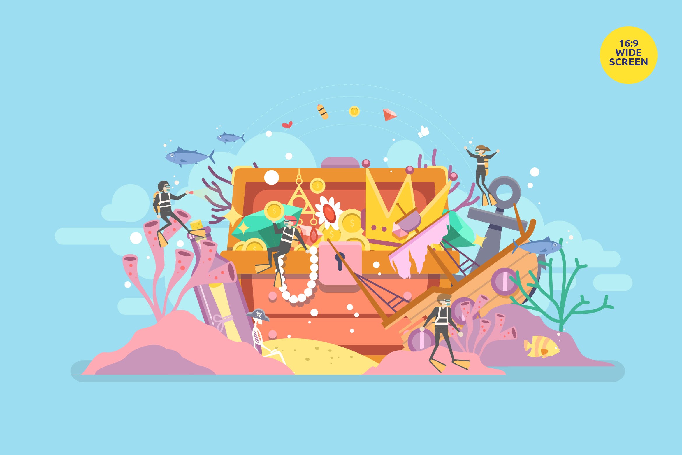 寻宝冒险主题矢量概念插画 Treasure Hunt Adventure Vector Concept