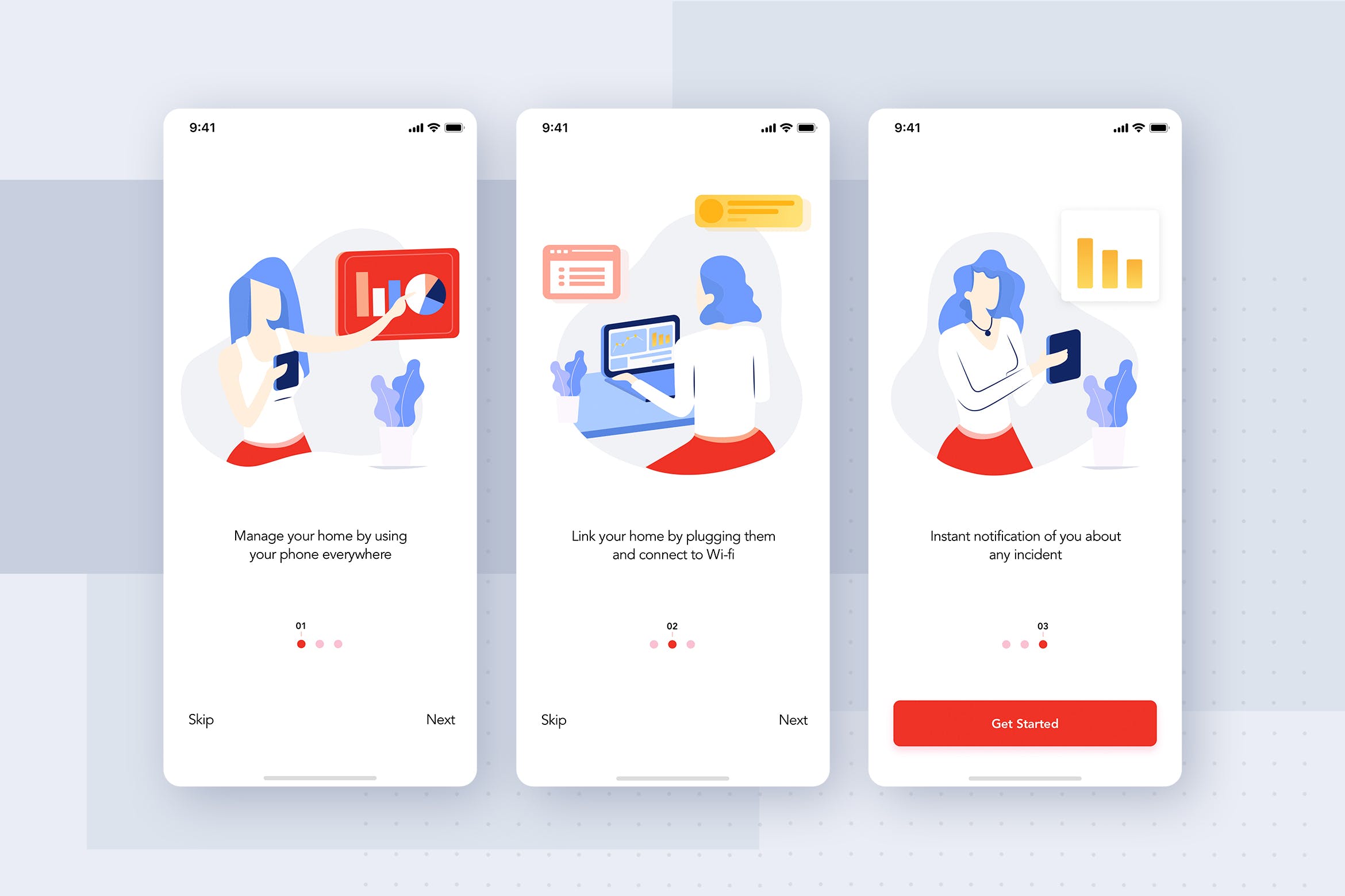 智能家居APP应用引导页设计SKETCH模板 Smart Home – Onboarding mobile app UI template