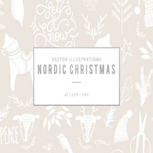 北欧风格圣诞主题矢量图形 Nordic Christmas Vector Graphics
