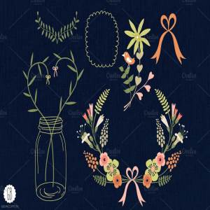 简约花艺花卉元素 Floral frames jars stationery