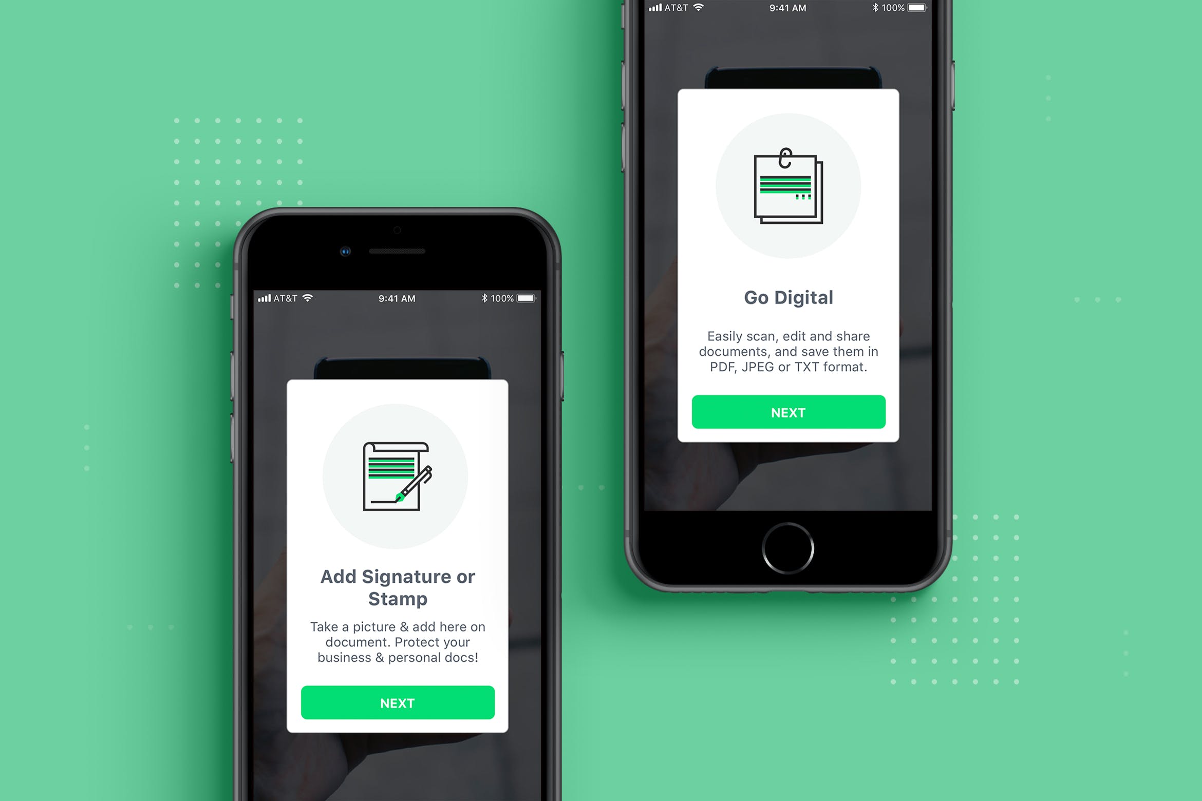 PDF扫描软件APP应用启动页设计界面模板v2 PDF Scanner app mobile template