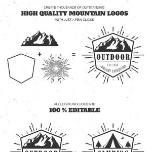 山脉户外复古Logo设计套装 Mountain Outdoor Vintage Logo Kit插图3