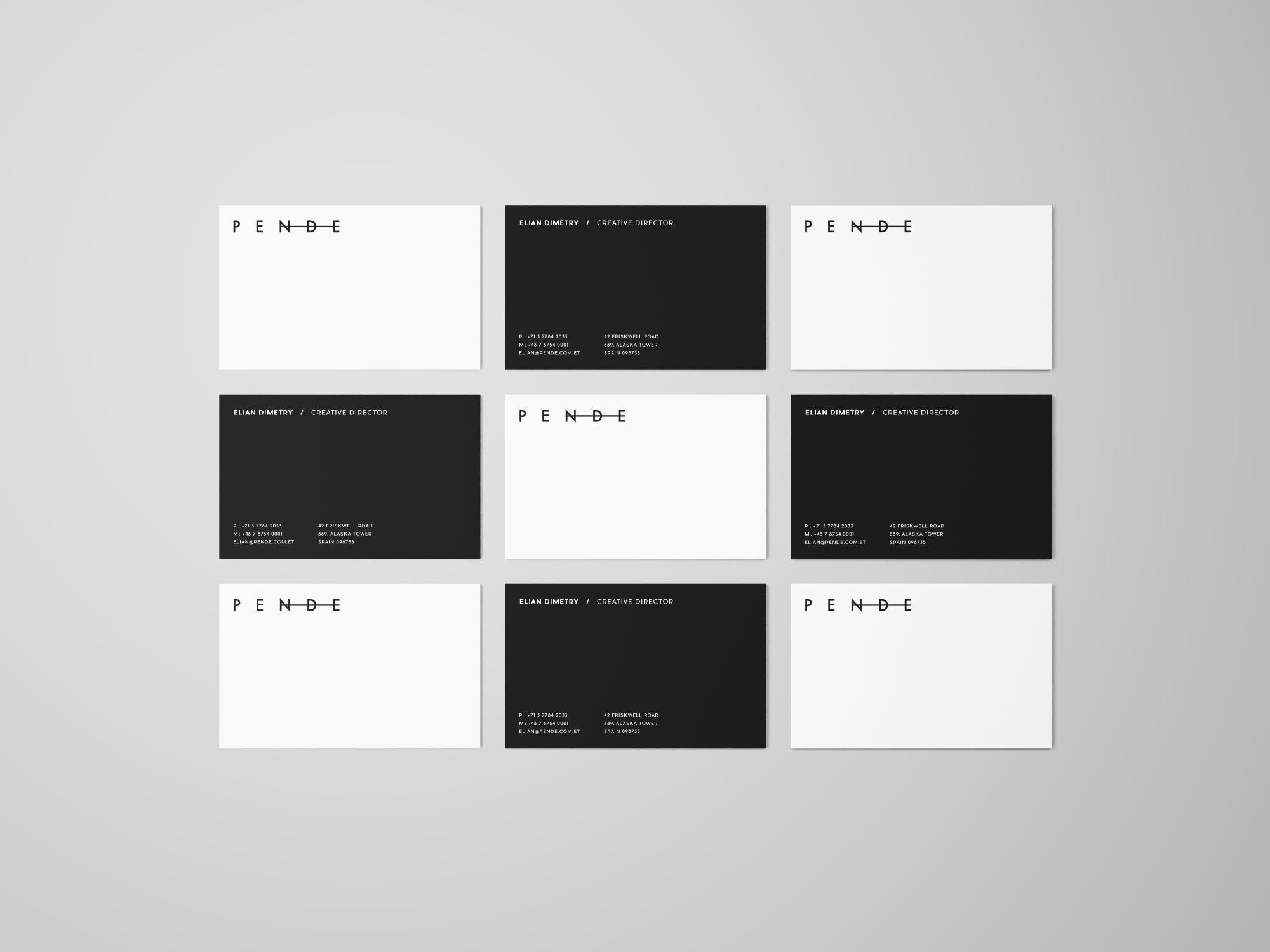企业名片设计等距网格效果图样机 Uniform Overhead Business Cards Mockup
