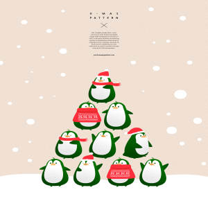 创意企鹅圣诞树背景图案设计素材[PSD]