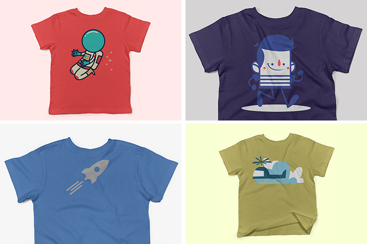 儿童短袖T恤图案印花设计展示样机 Toddler’s Short-Sleeve Mockup Pack